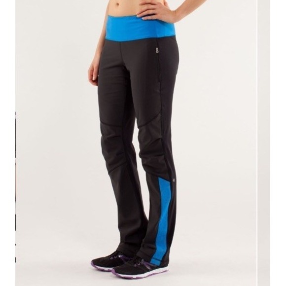 Lululemon Run: Bold In The Cold Pant Size 10 Black / Beaming‎ Blue - Picture 1 of 16